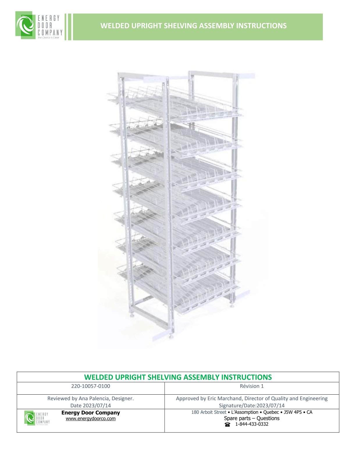 220 10057 0100 Welded Upright Shelving Assembly Instructions